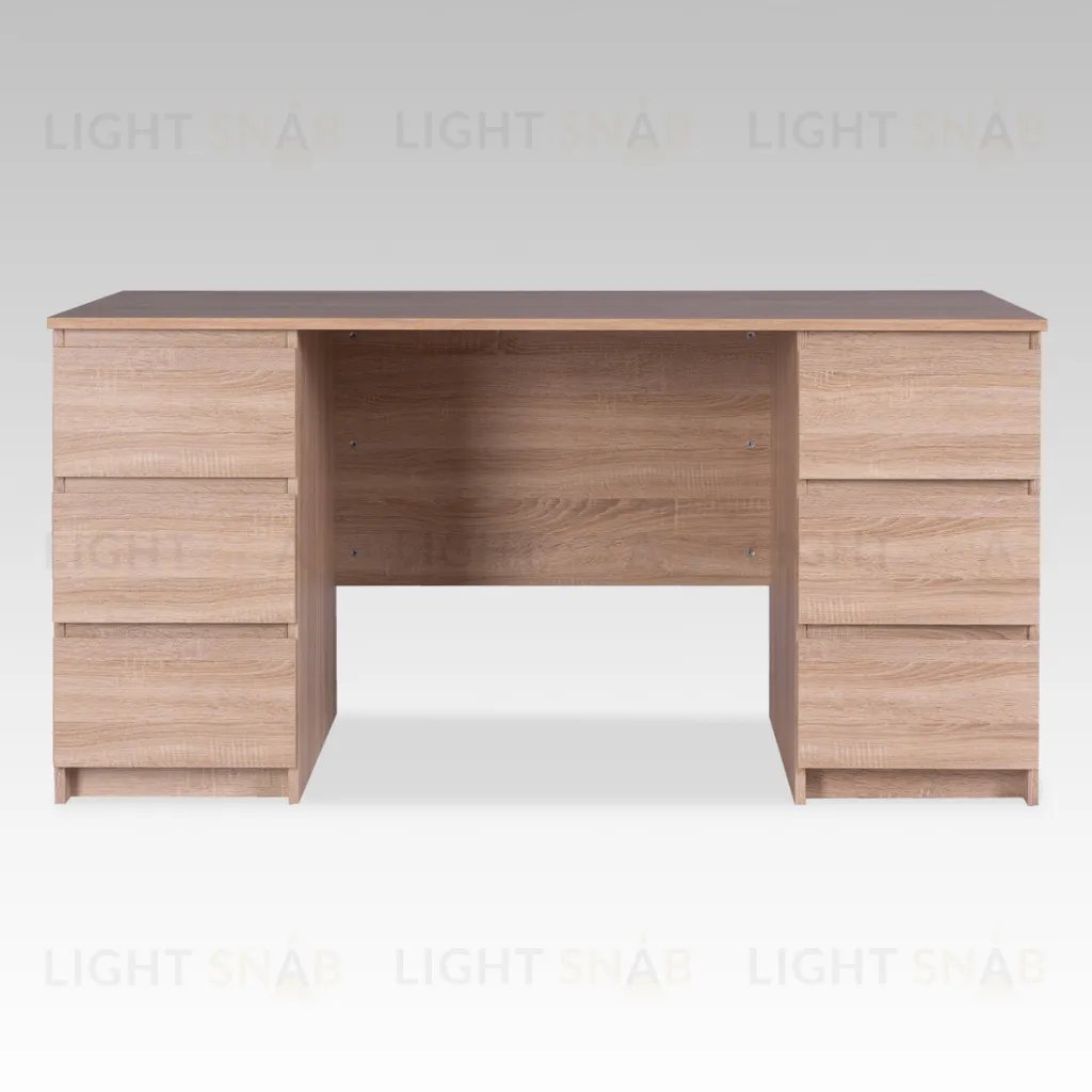 Стол КАСТОР письменный двухтумбовый с шестью ящиками, цвет Дуб Сонома 2.03.06.040.3