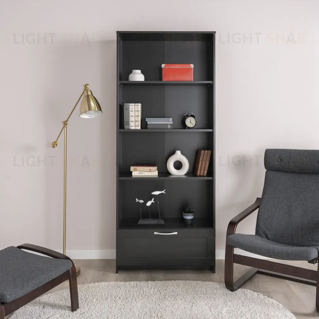 Стеллаж СИРИУС широкий, с ящиком и четырьмя полками, цвет Дуб Венге 2.02.07.100.5