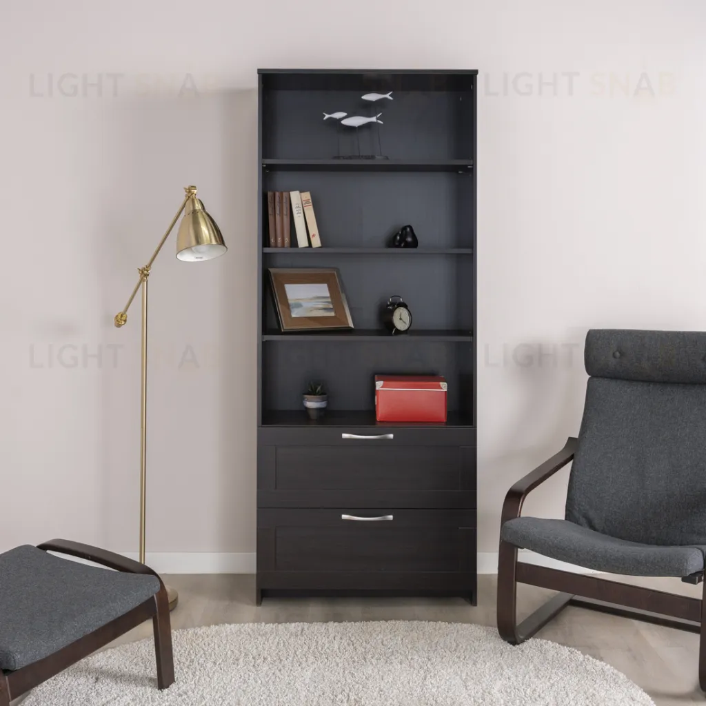 Стеллаж СИРИУС широкий, с двумя ящиками и четырьмя полками, цвет Дуб Венге 2.02.07.110.5