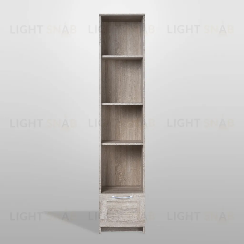 Стеллаж СИРИУС узкий, с ящиком и четырьмя полками, цвет Дуб Сонома 2.02.07.130.3