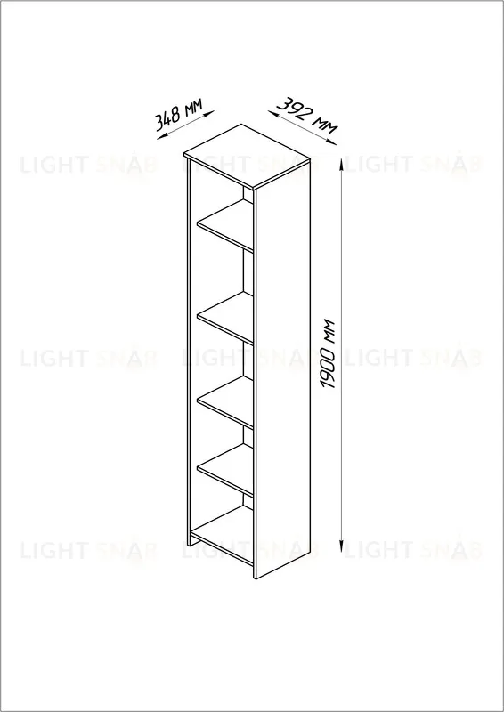 Стеллаж СИРИУС узкий, с пятью полками, цвет Дуб Венге 2.02.07.150.5