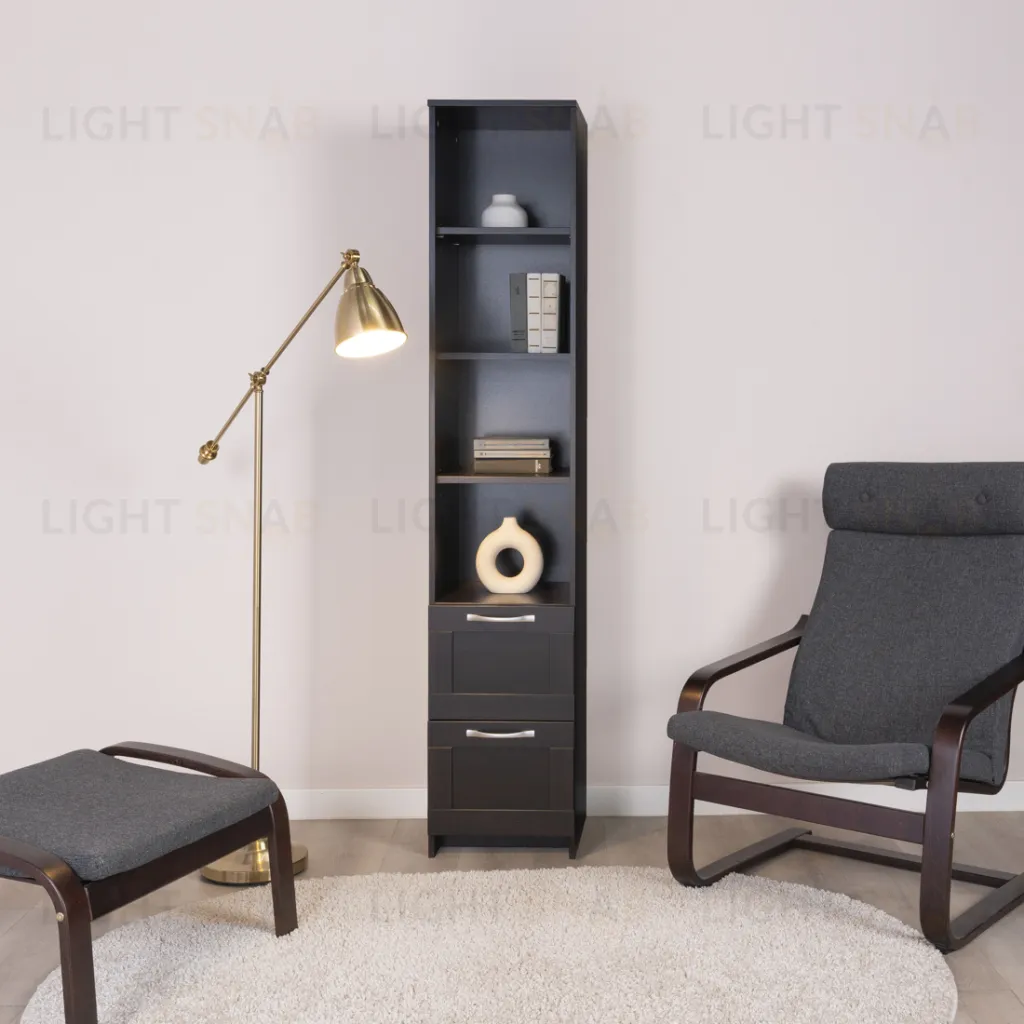 Стеллаж СИРИУС узкий, с двумя ящиками и четырьмя полками, цвет Дуб Венге 2.02.07.140.5