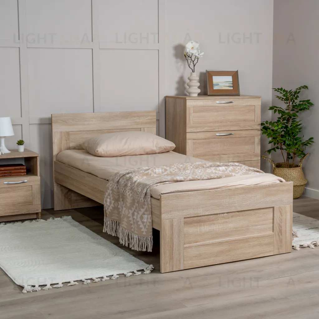 Кровать СИРИУС односпальная с ортопедическим основанием 90х200, цвет Дуб Сонома 2.02.04.170.3