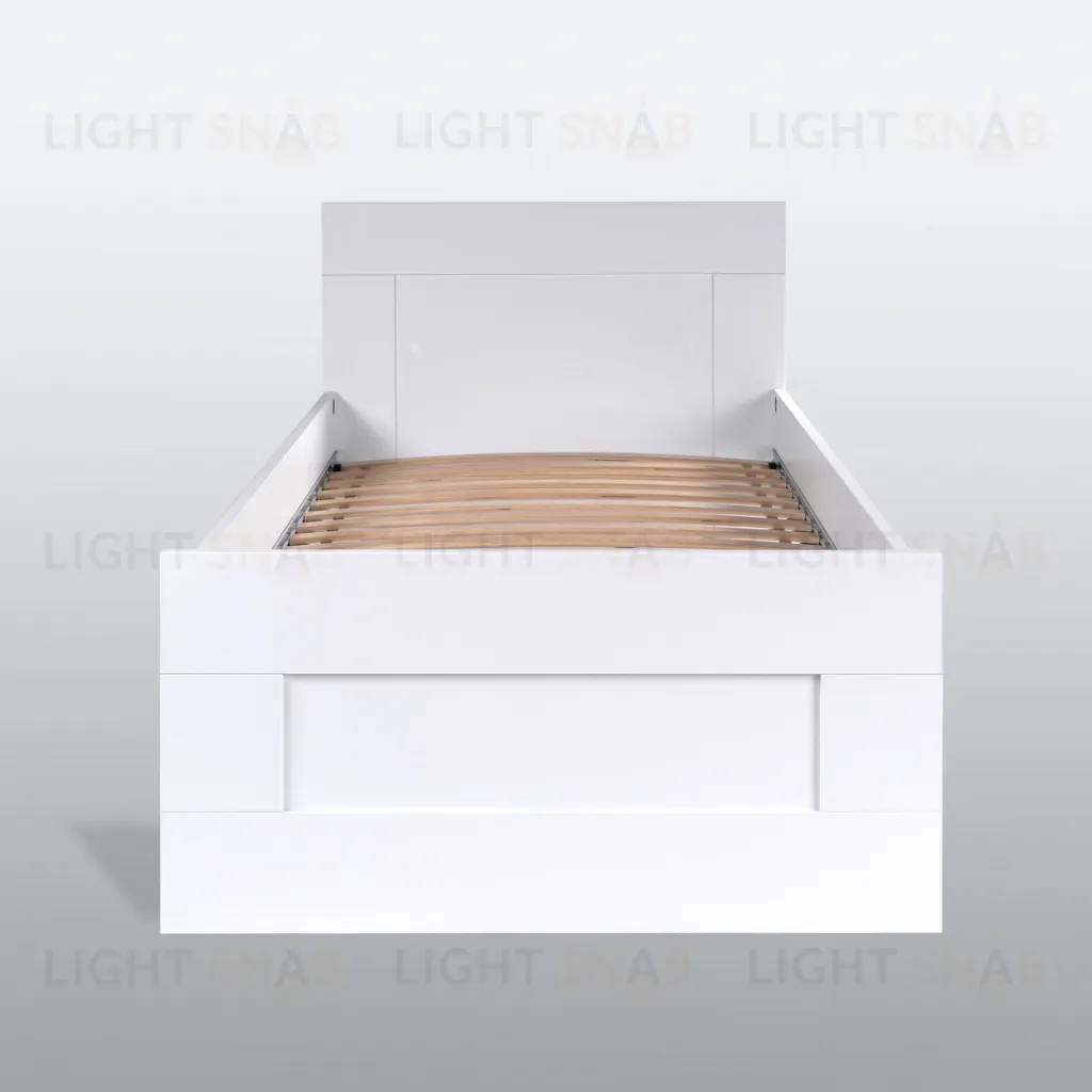 Кровать СИРИУС односпальная с ортопедическим основанием 90х200, цвет белый 2.02.04.170.1