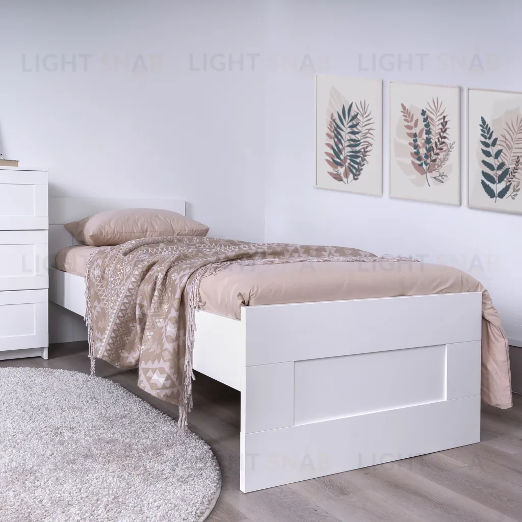 Кровать СИРИУС односпальная с ортопедическим основанием 80х200, цвет белый 2.02.04.160.1