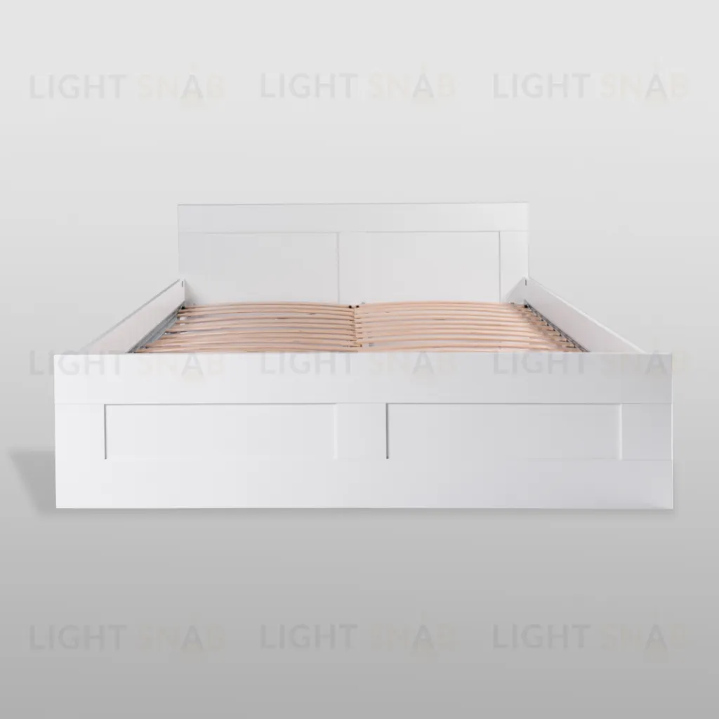 Кровать СИРИУС двухспальная с ортопедическим основанием 180х200, цвет белый 2.02.04.210.1