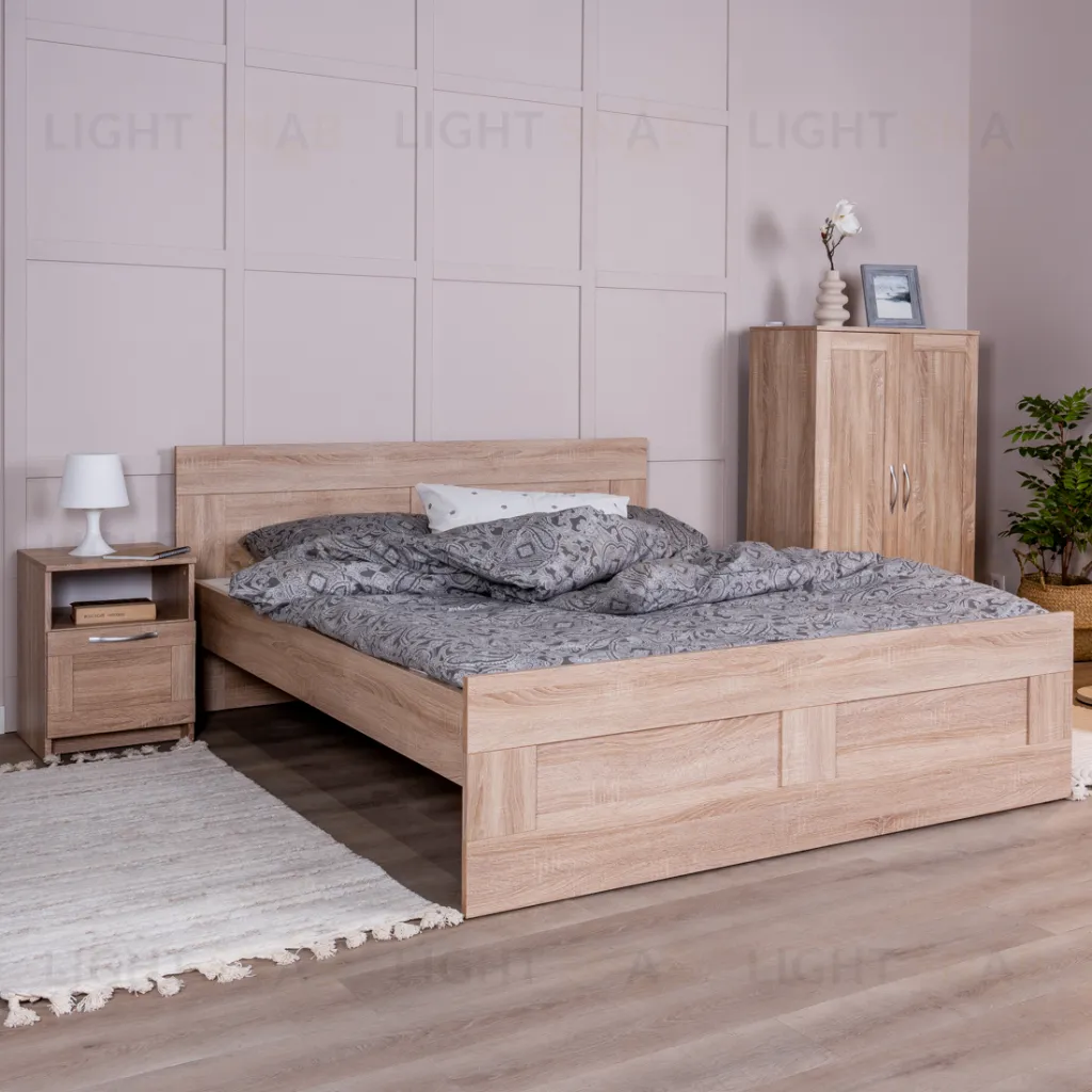 Кровать СИРИУС  двухспальная с ортопедическим основанием 160х200, цвет Дуб Сонома 2.02.04.200.3