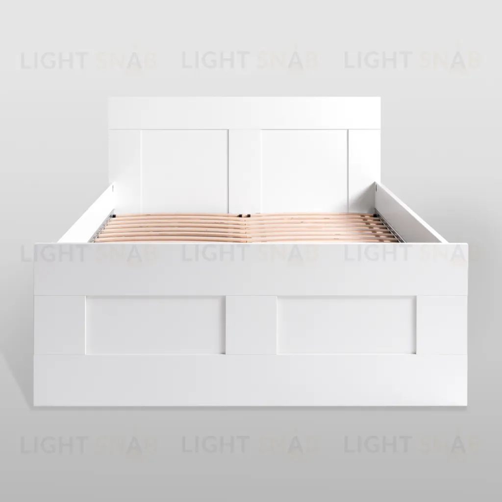 Кровать СИРИУС двухспальная с ортопедическим основанием 140х200, цвет белый 2.02.04.190.1