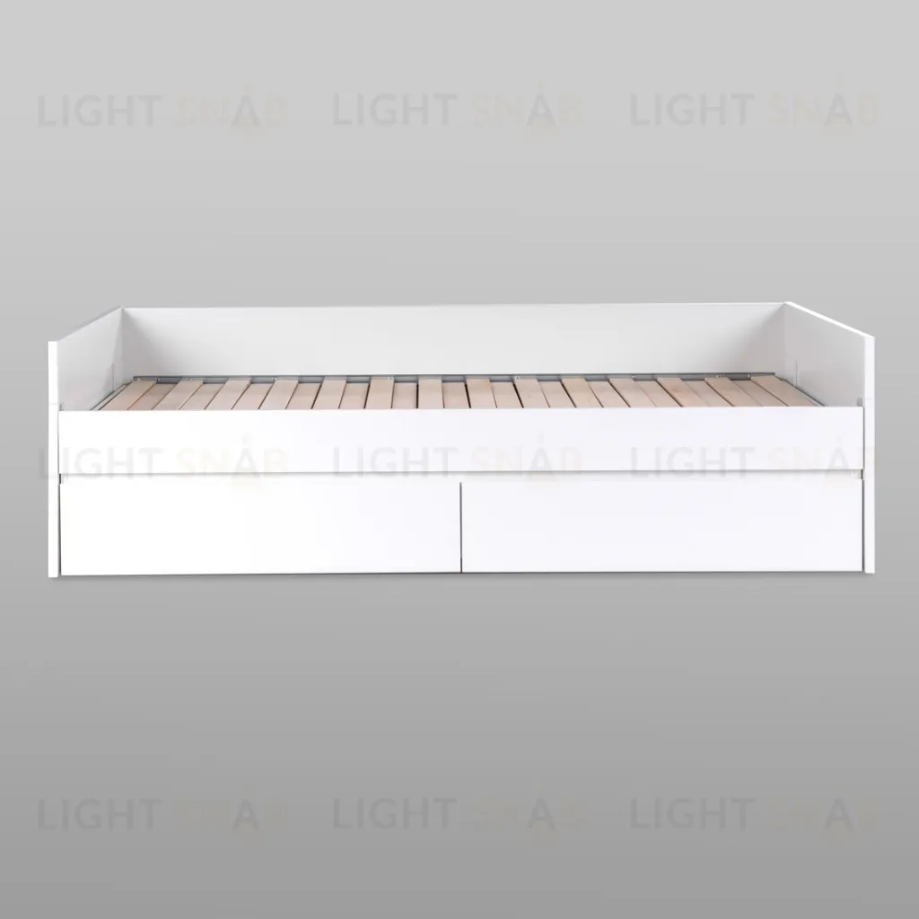 Кровать двуспальная СИРИУС раздвижная шириной 80(160) см, с ортопедическим основанием Лурой и двумя выдвижными ящиками белого цвета 2.02.08.460.1