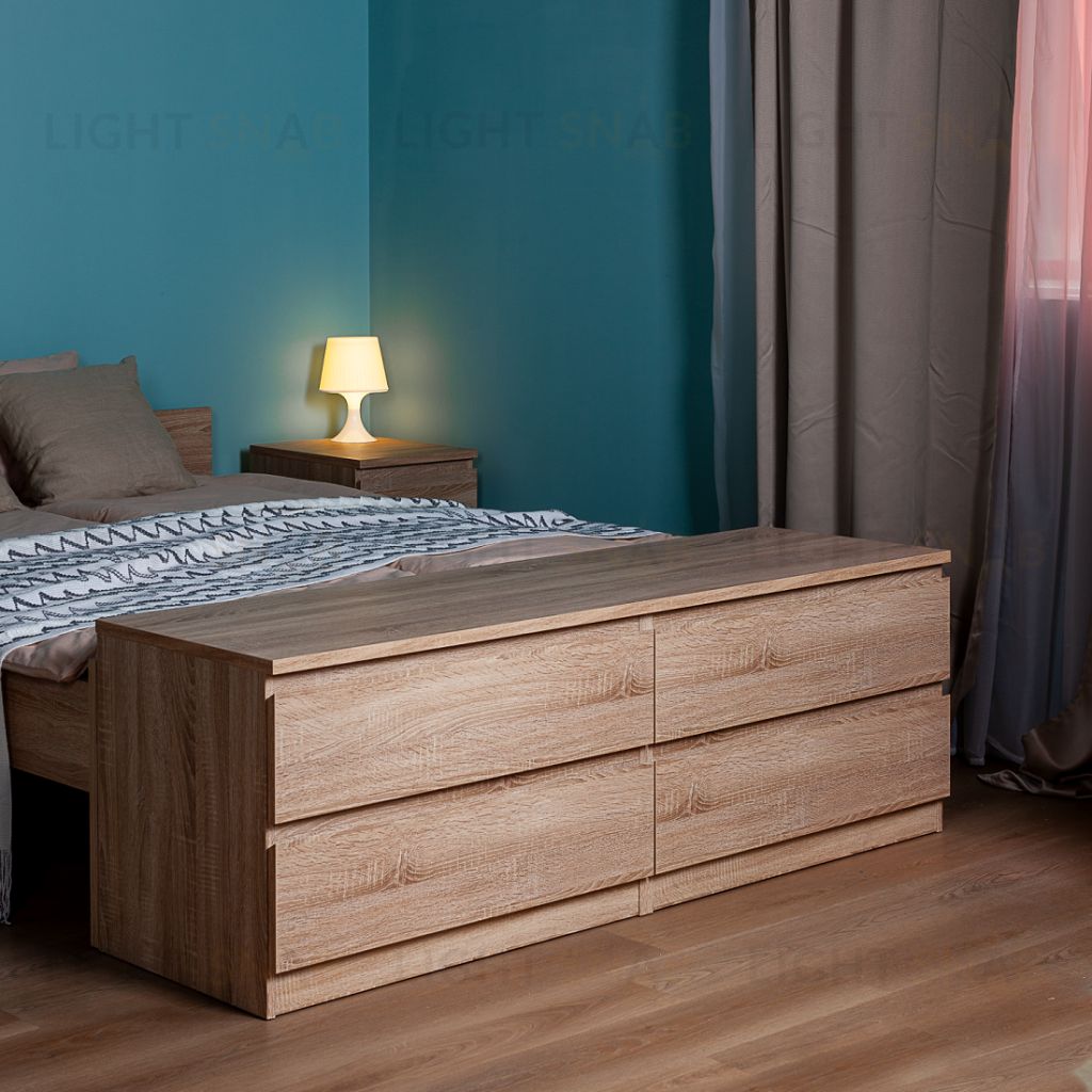 Комод МАЛЬТА низкий с четырьмя выдвижными ящиками, цвет Дуб Сонома 2.05.02.030.3