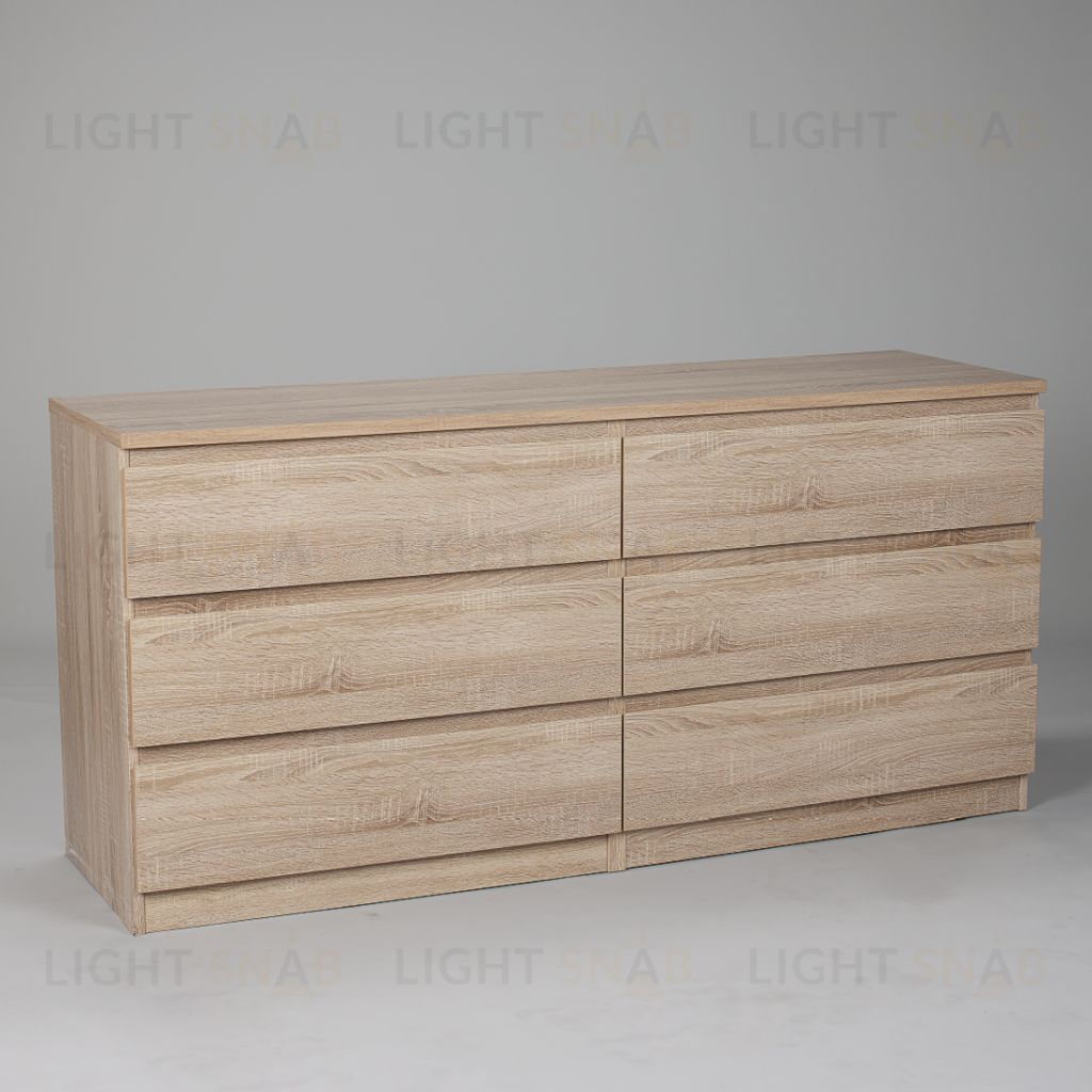 Комод МАЛЬТА длинный с шестью выдвижными ящиками, цвет Дуб Сонома 2.05.02.060.3