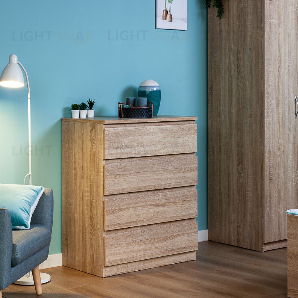 Комод МАЛЬТА высокий с четырьмя выдвижными ящиками, цвет Дуб Сонома 2.05.02.070.3