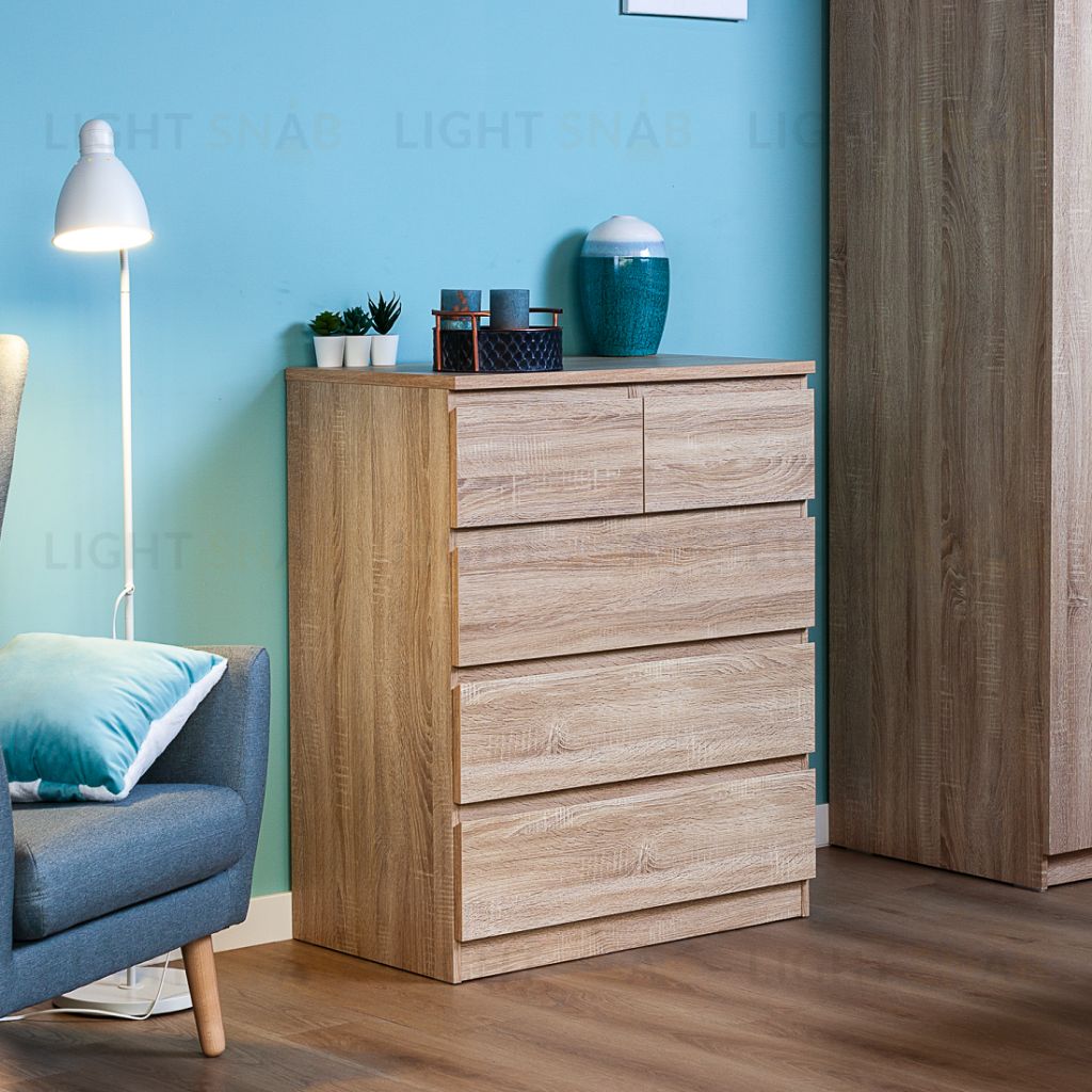 Комод МАЛЬТА высокий с пятью выдвижными ящиками, цвет Дуб Сонома 2.05.02.080.3
