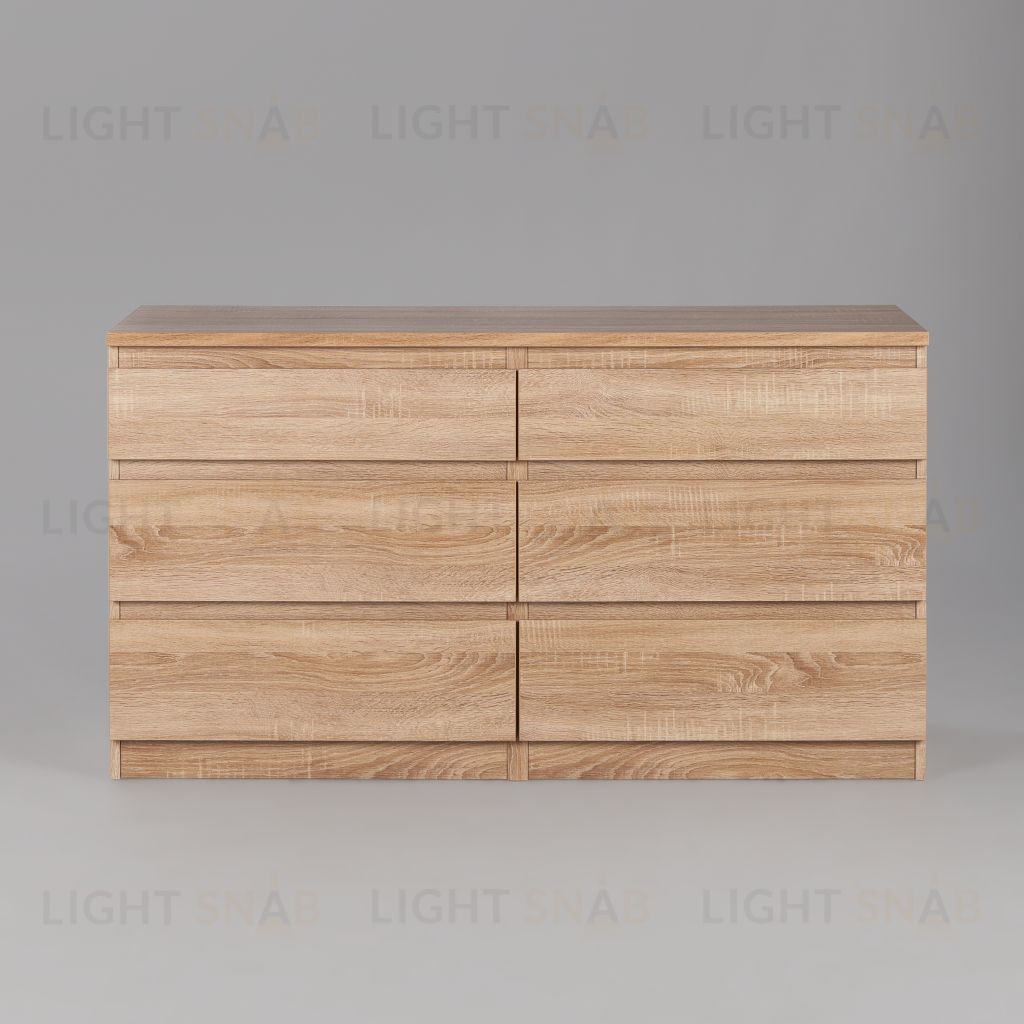Комод КАСТОР длинный с шестью выдвижными ящиками, цвет Дуб Сонома 2.03.02.080.3