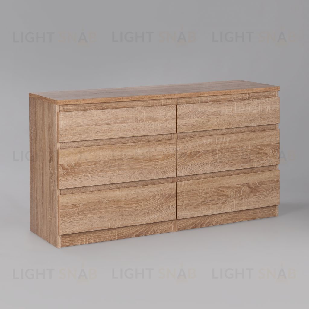 Комод КАСТОР длинный с шестью выдвижными ящиками, цвет Дуб Сонома 2.03.02.080.3