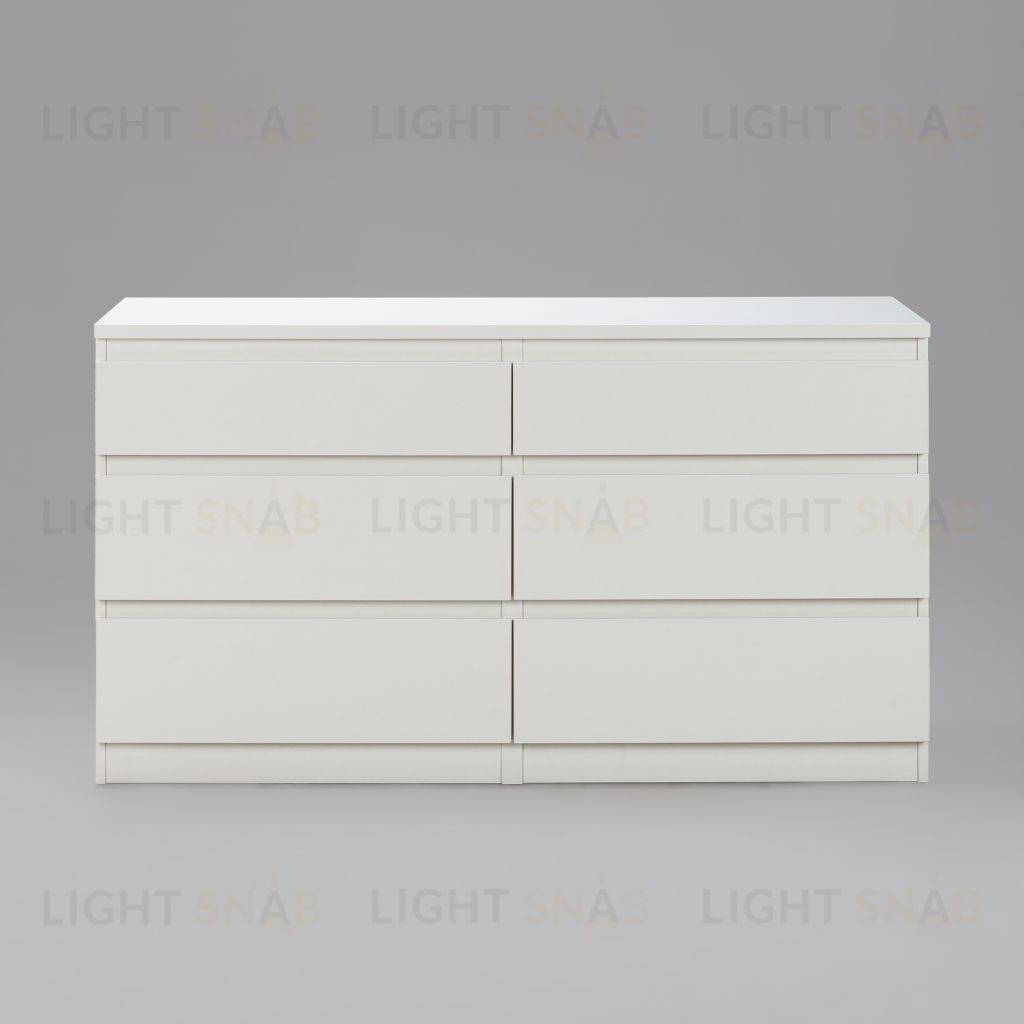 Комод КАСТОР длинный с шестью выдвижными ящиками, цвет белый 2.03.02.080.1