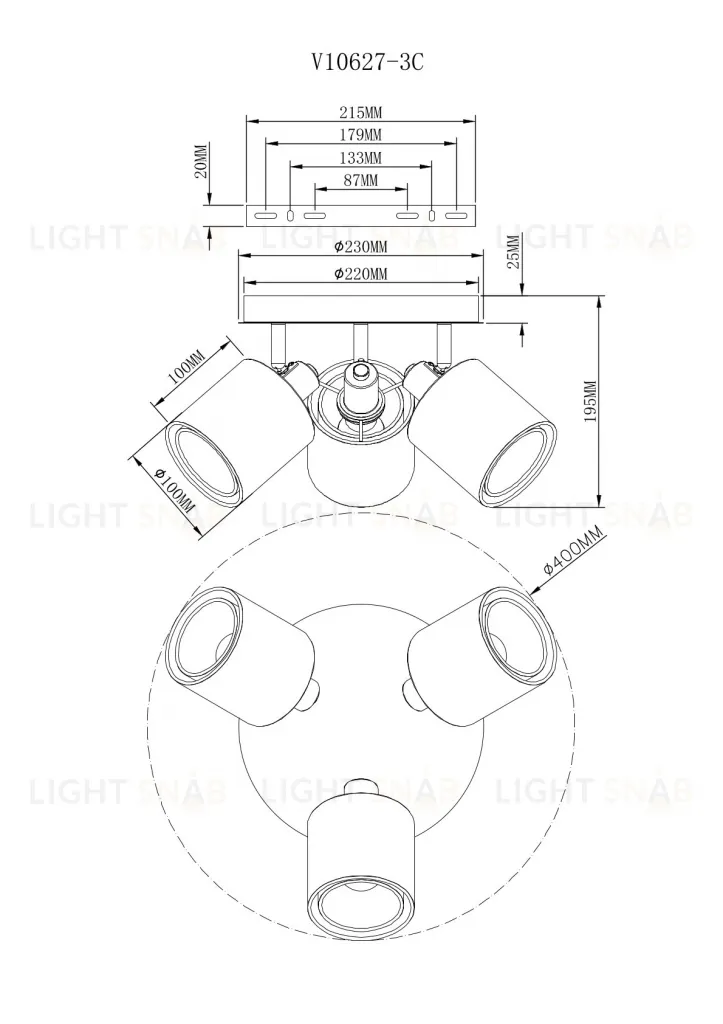 Светильник потолочный Moderli V10627-3C Room УТ000036816