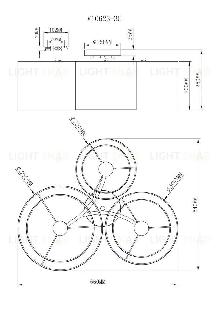 Светильник потолочный Moderli V10623-3C Room УТ000036812