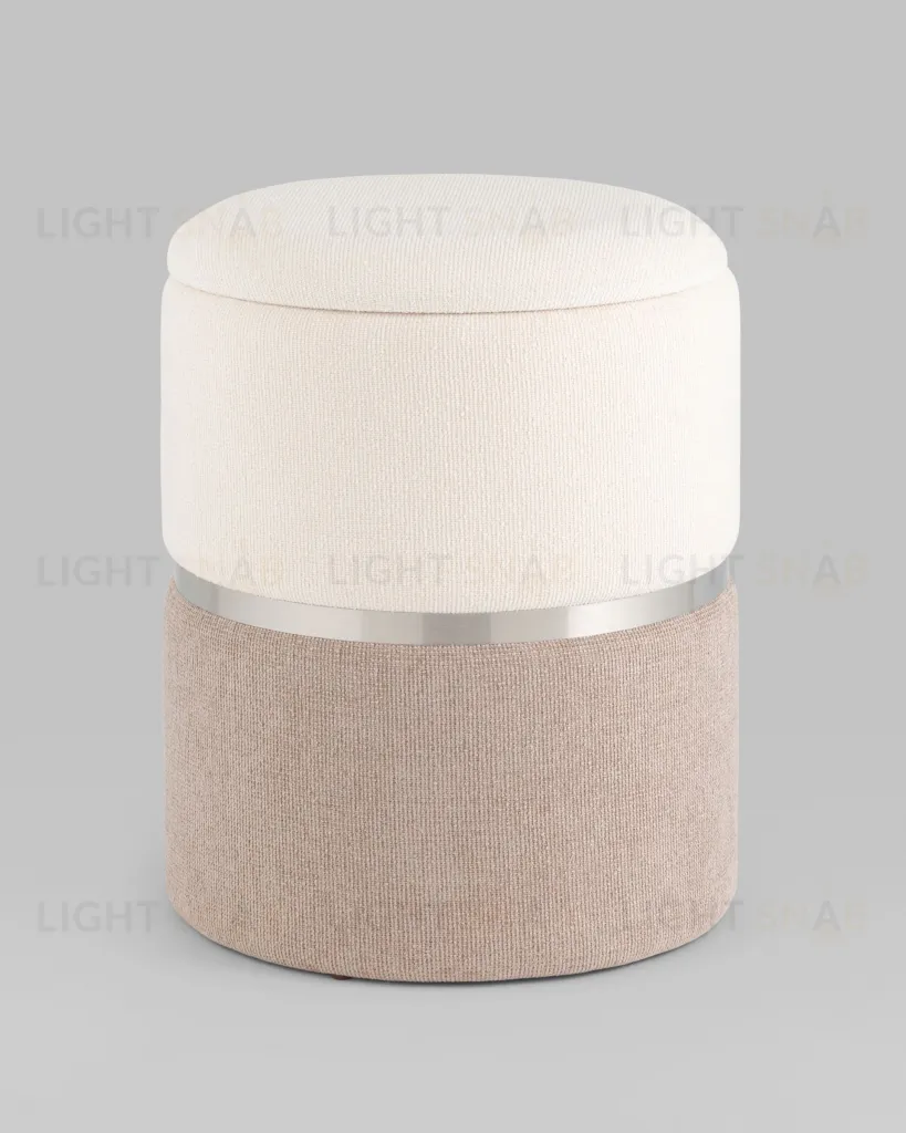 Пуф Кэрри с ящиком серебро шенилл серо-бежевый УТ000036808