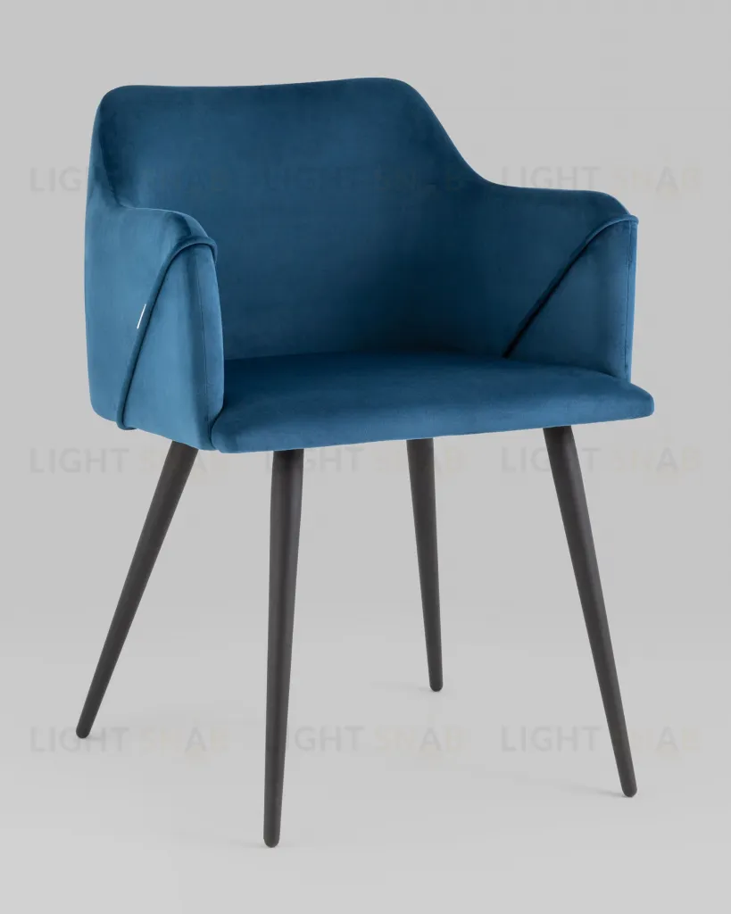 Стул с подлокотниками Джоэл велюр синий УТ000036690