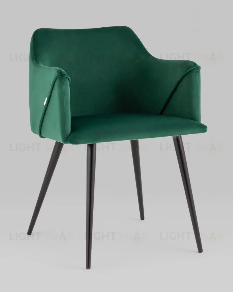 Стул с подлокотниками Джоэл велюр зелёный УТ000036691