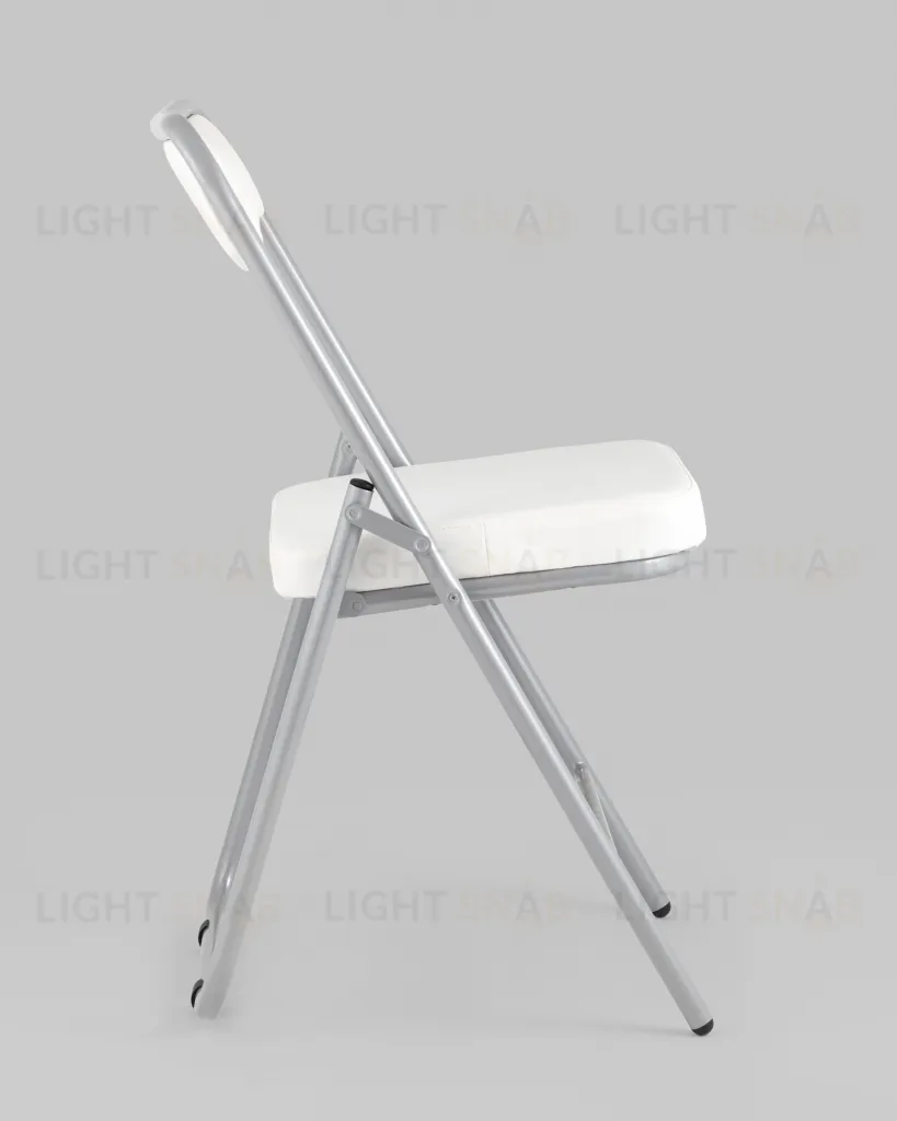 Складной стул Джонни экокожа белый каркас металлик УТ000035363