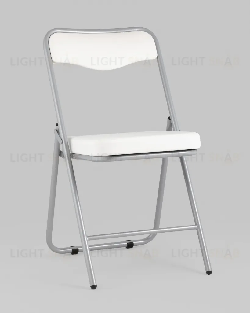 Складной стул Джонни экокожа белый каркас металлик УТ000035363