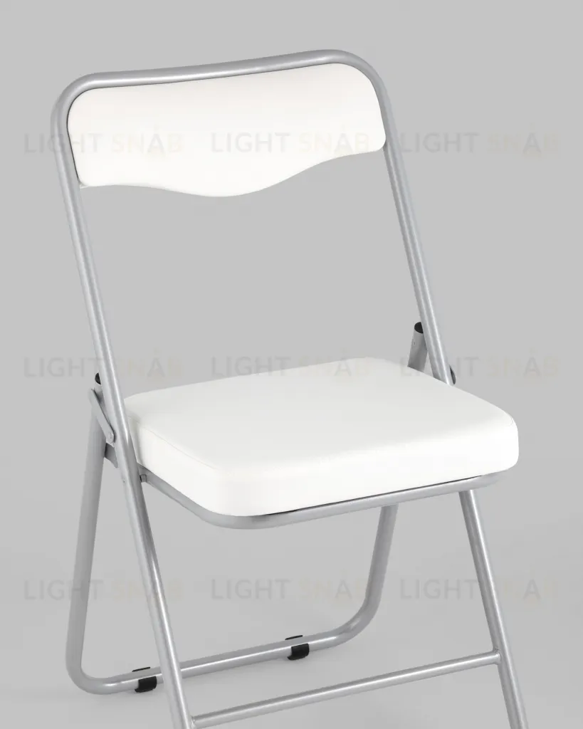 Складной стул Джонни экокожа белый каркас металлик УТ000035363