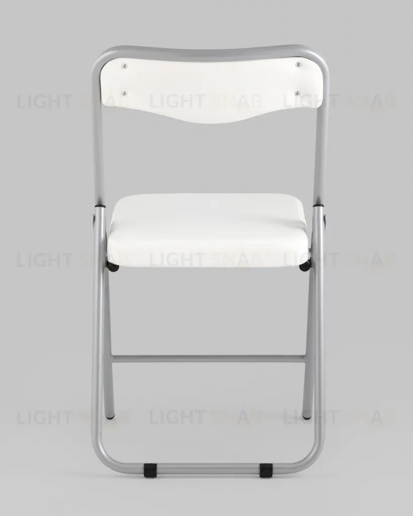 Складной стул Джонни экокожа белый каркас металлик УТ000035363