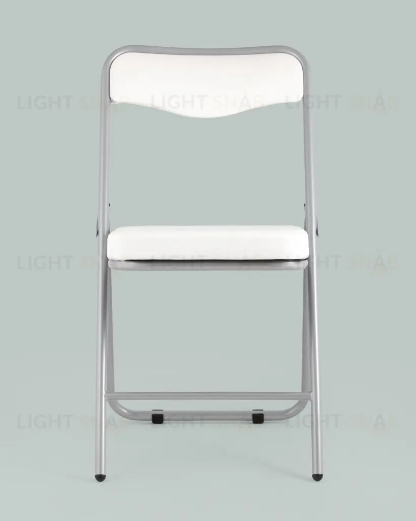 Складной стул Джонни экокожа белый каркас металлик УТ000035363
