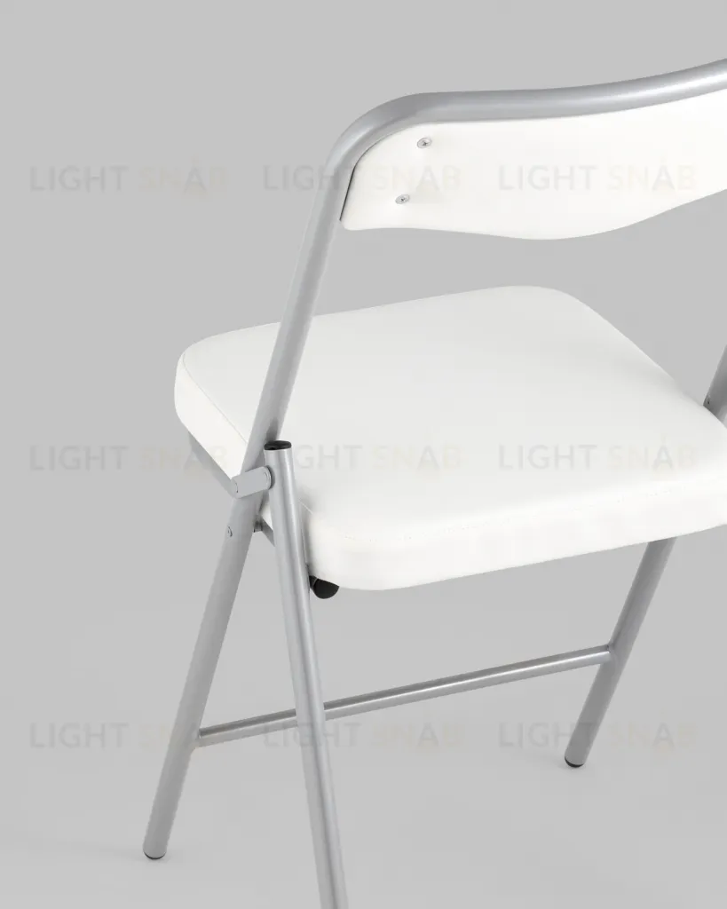 Складной стул Джонни экокожа белый каркас металлик УТ000035363