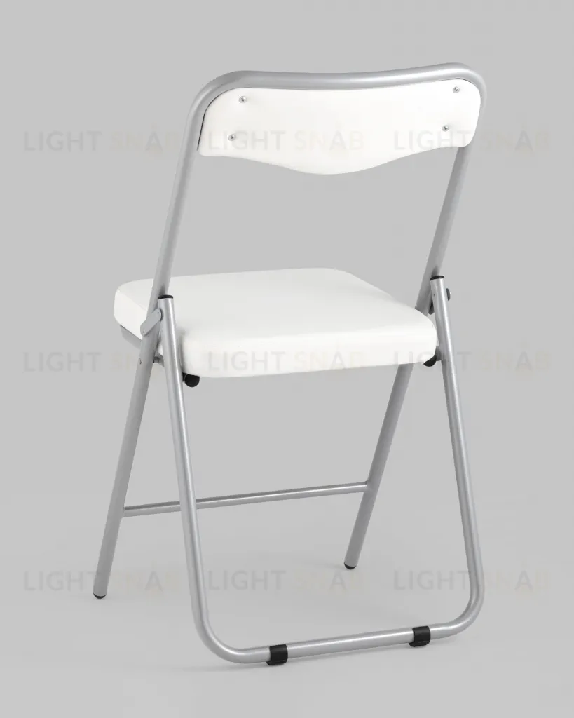 Складной стул Джонни экокожа белый каркас металлик УТ000035363