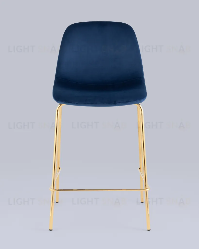 Стул полубарный Валенсия SN велюр синий золотые ножки УТ000037160