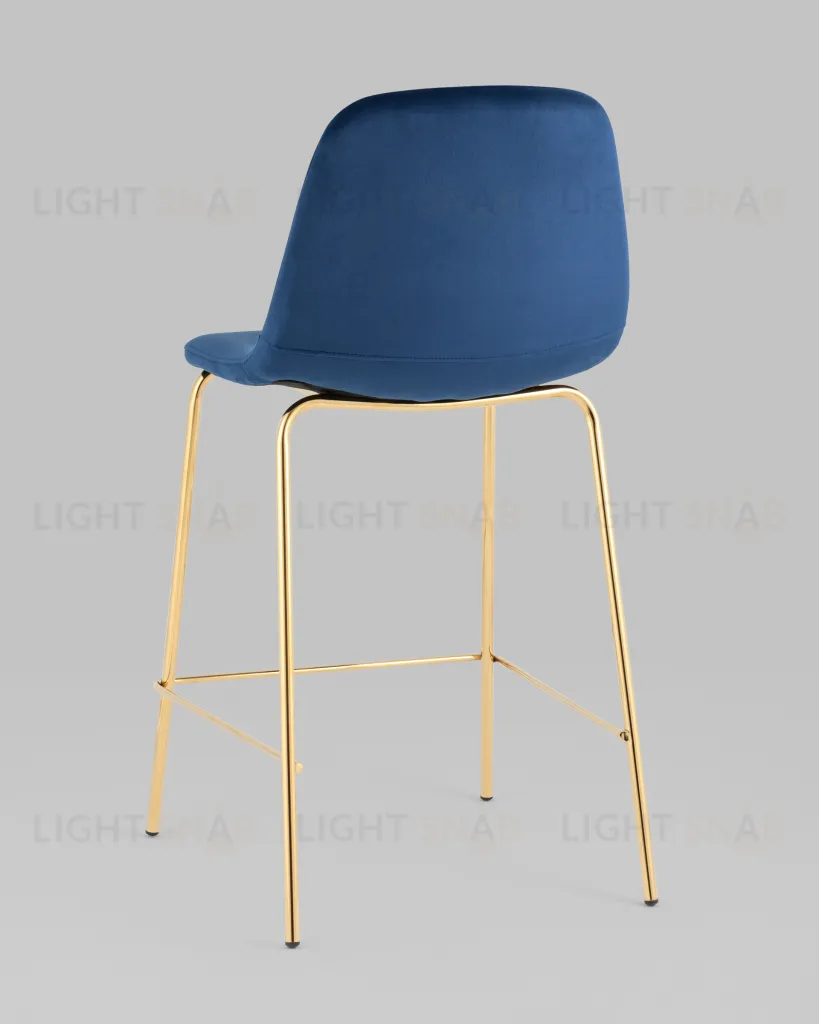 Стул полубарный Валенсия SN велюр синий золотые ножки УТ000037160