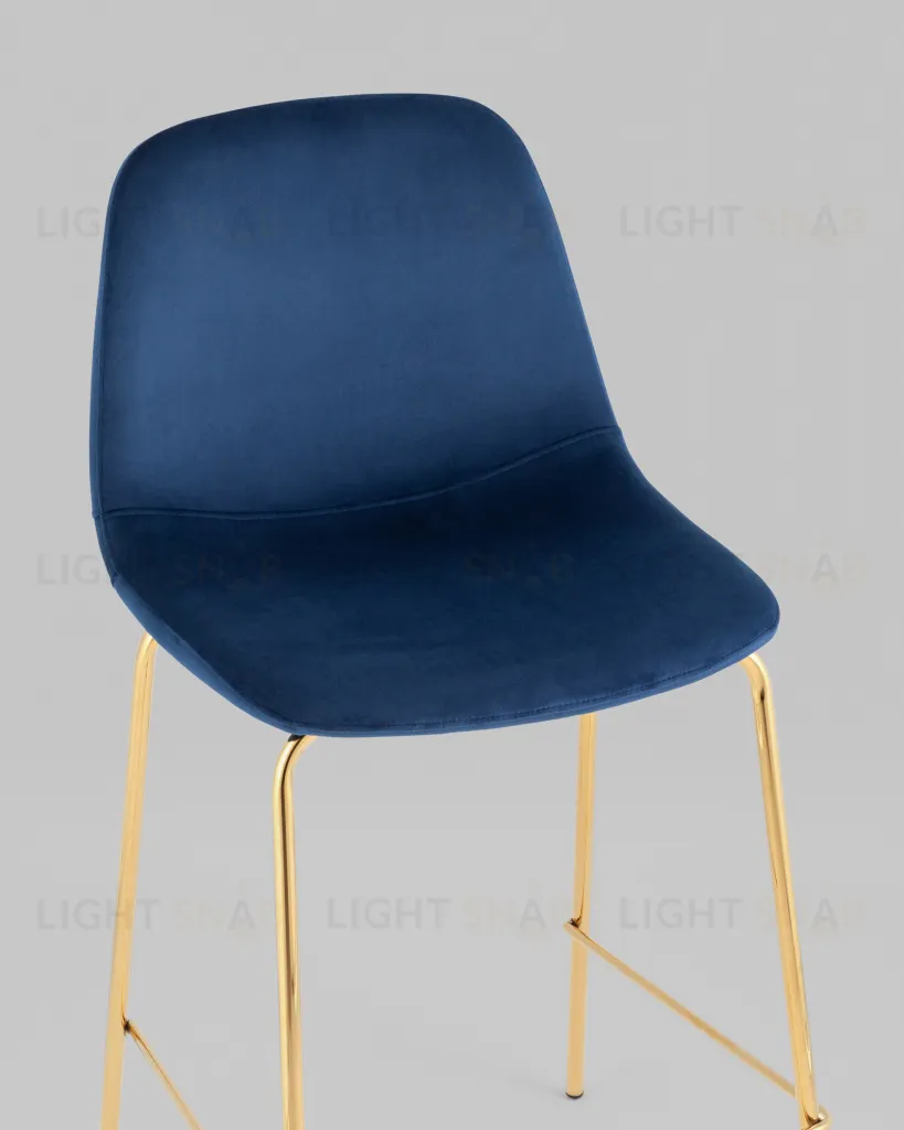 Стул полубарный Валенсия SN велюр синий золотые ножки УТ000037160