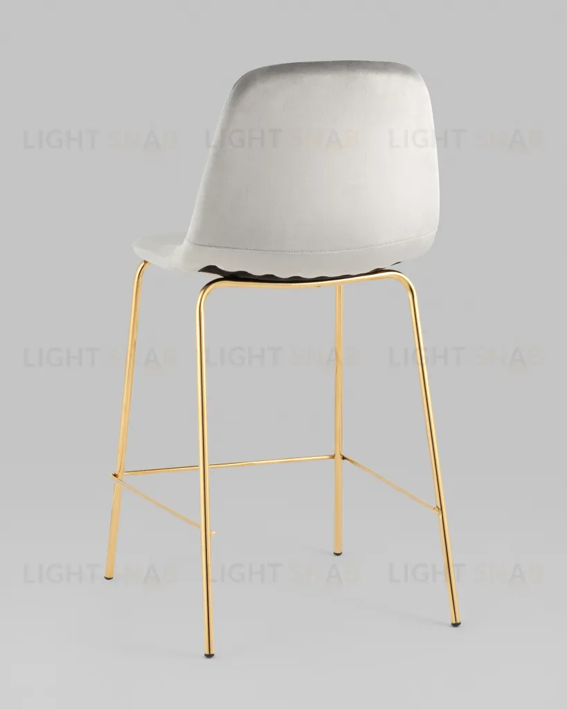 Стул полубарный Валенсия SN велюр серый золотые ножки УТ000037159