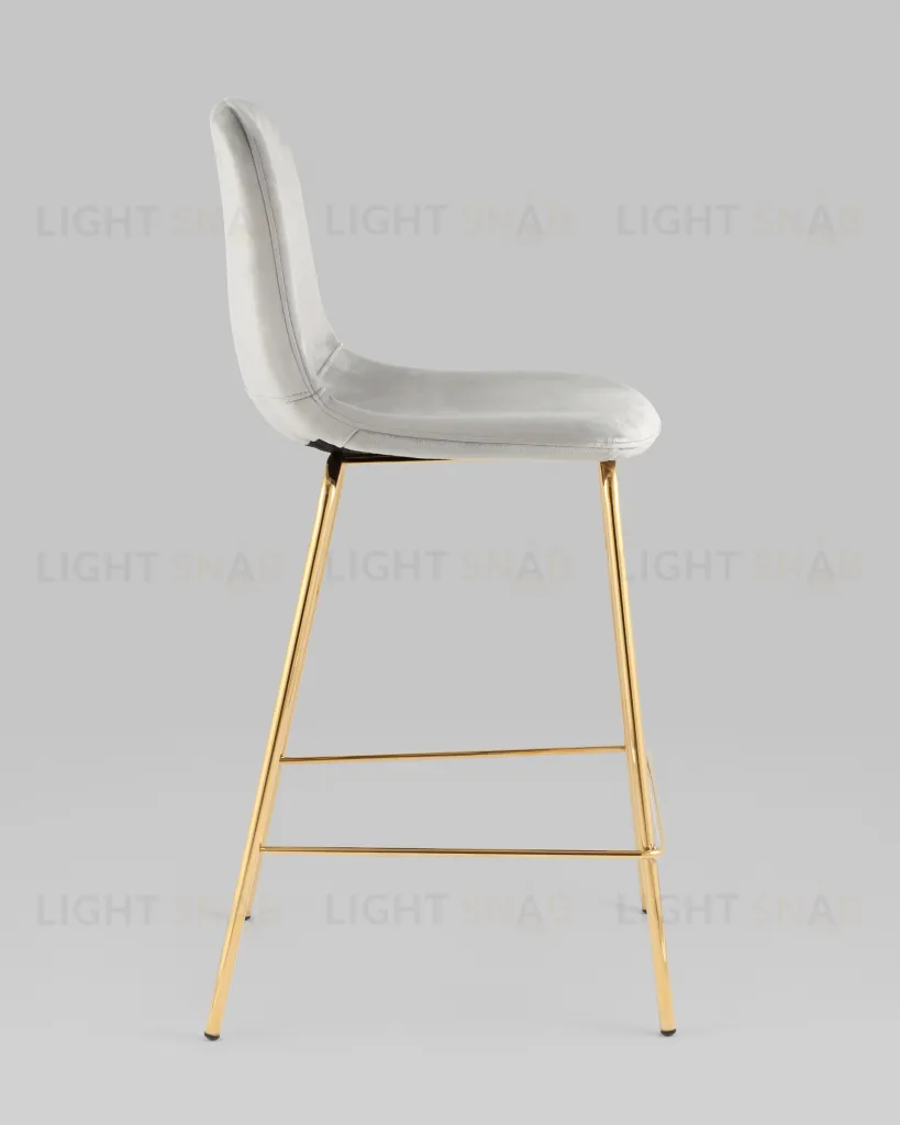 Стул полубарный Валенсия SN велюр серый золотые ножки УТ000037159