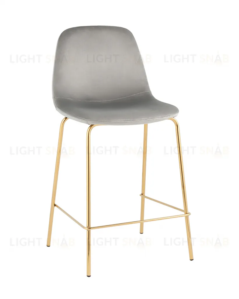 Стул полубарный Валенсия SN велюр серый золотые ножки УТ000037159