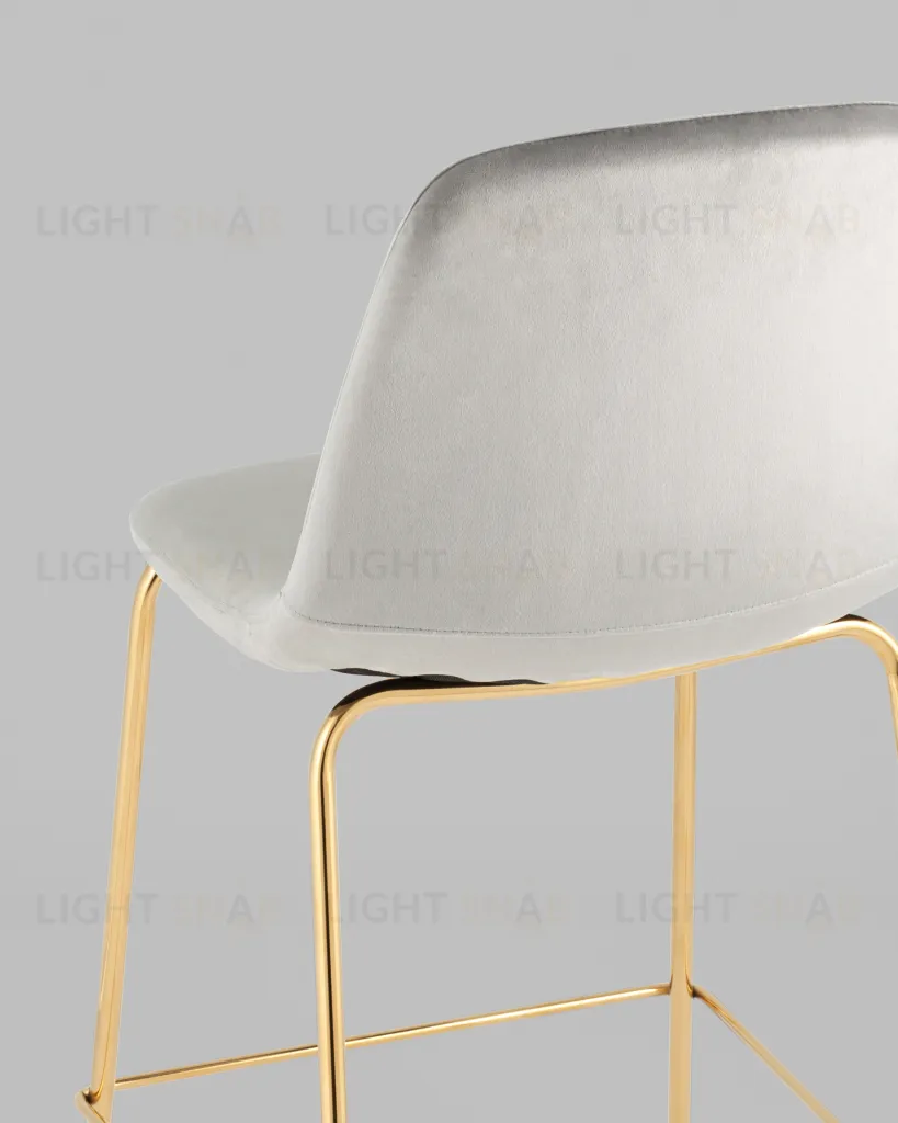 Стул полубарный Валенсия SN велюр серый золотые ножки УТ000037159