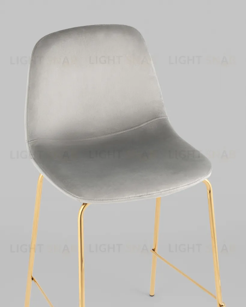 Стул полубарный Валенсия SN велюр серый золотые ножки УТ000037159