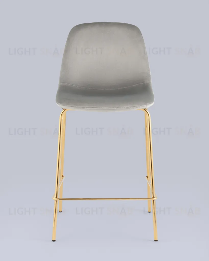Стул полубарный Валенсия SN велюр серый золотые ножки УТ000037159