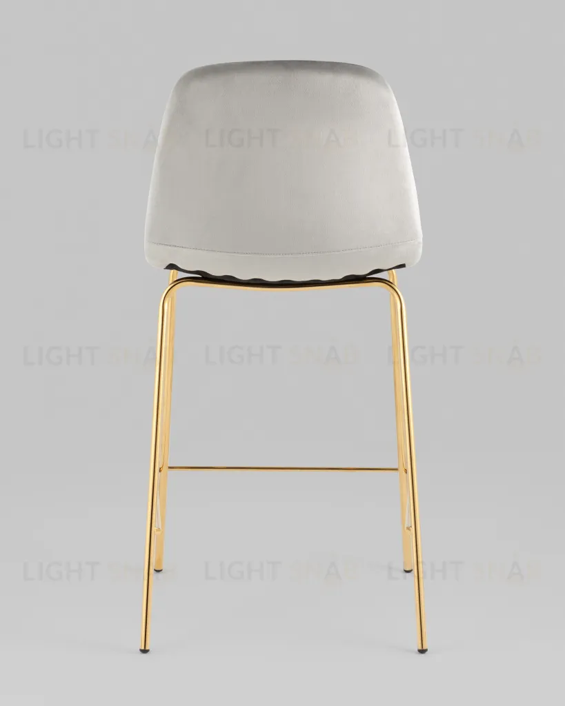 Стул полубарный Валенсия SN велюр серый золотые ножки УТ000037159