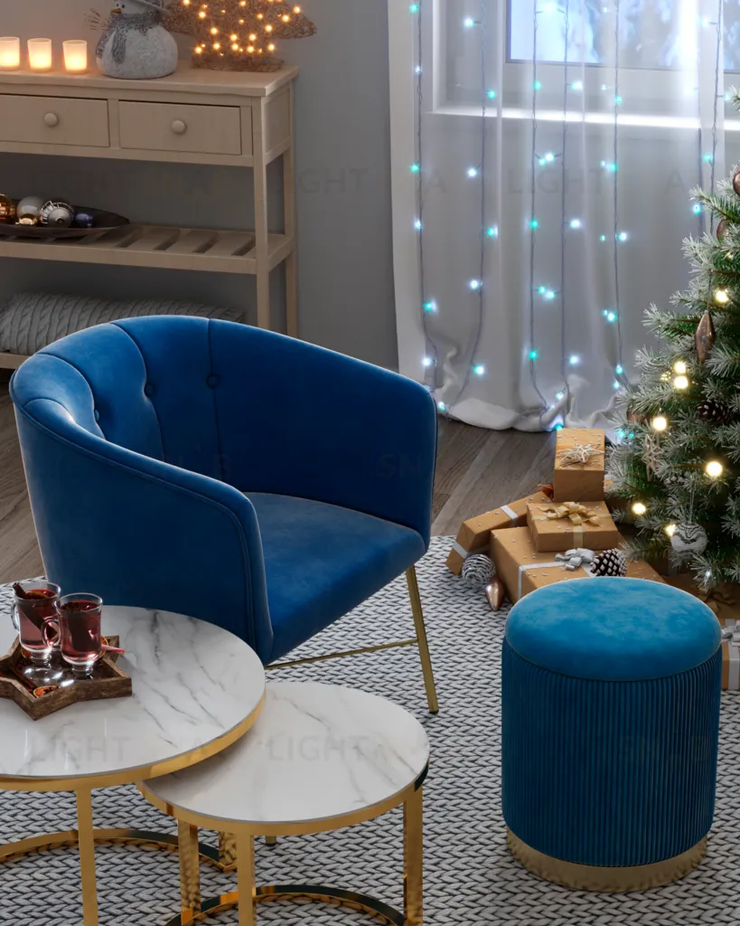 Пуф Шарлотта с ящиком велюр синий УТ000025561