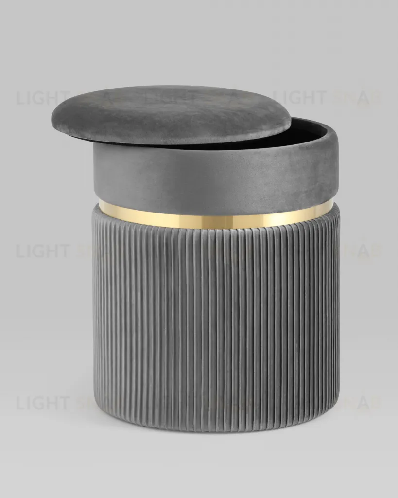 Пуф Миранда с ящиком велюр серый УТ000025563