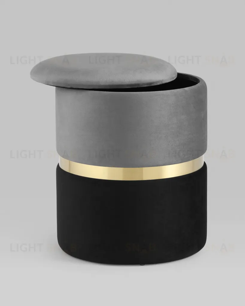 Пуф Кэрри с ящиком велюр серо-черный УТ000025555