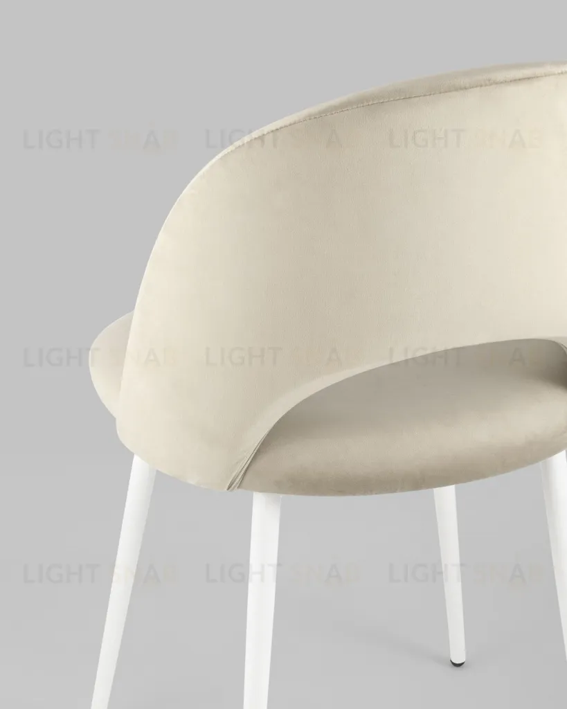 Стул Меган велюр бежевый белые ножки УТ000025585