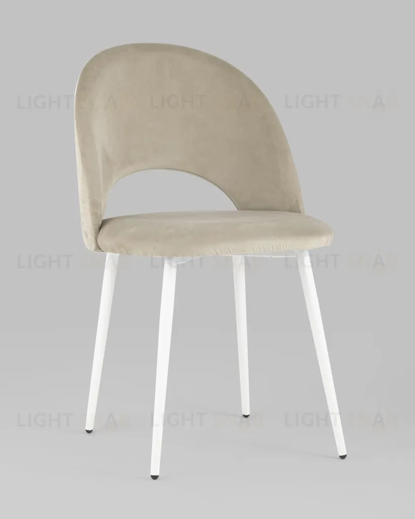 Стул Меган велюр бежевый белые ножки УТ000025585