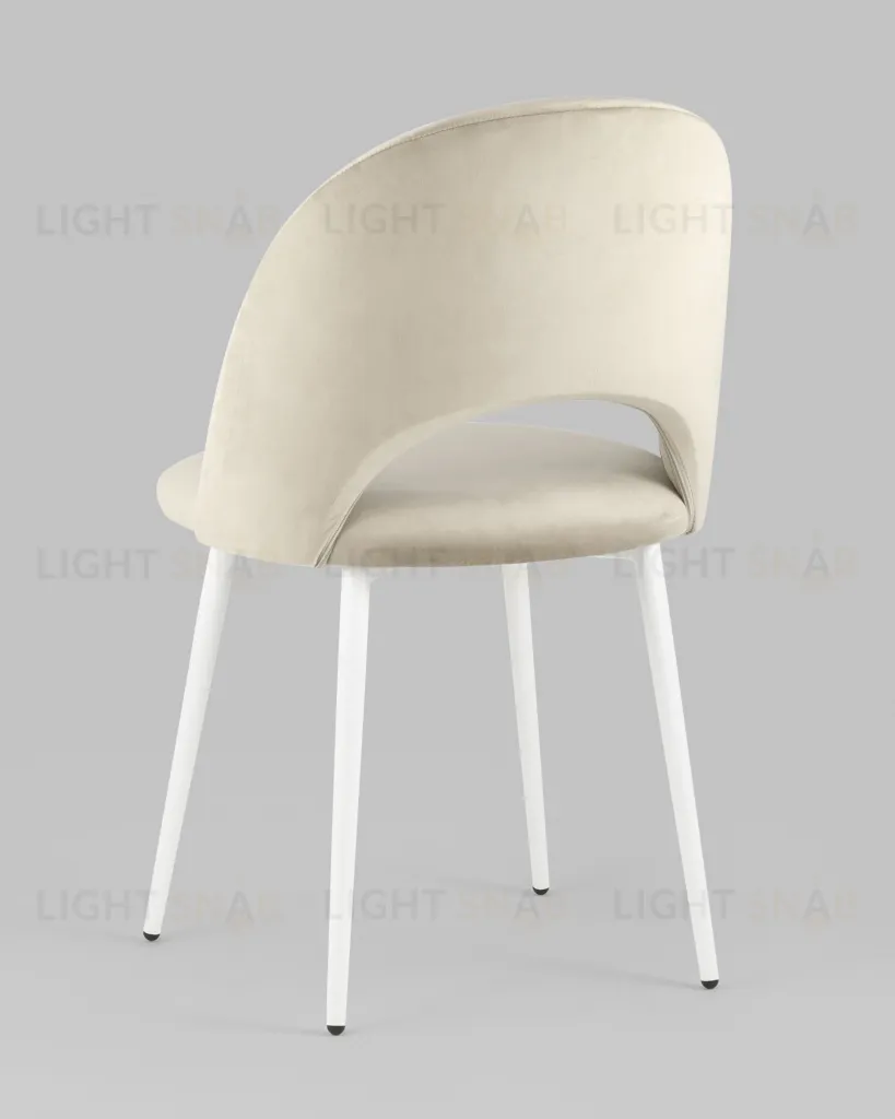 Стул Меган велюр бежевый белые ножки УТ000025585