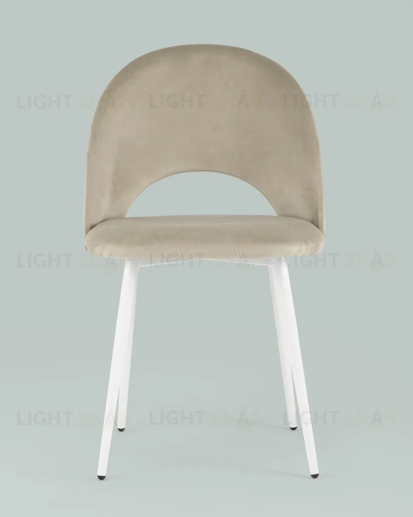 Стул Меган велюр бежевый белые ножки УТ000025585
