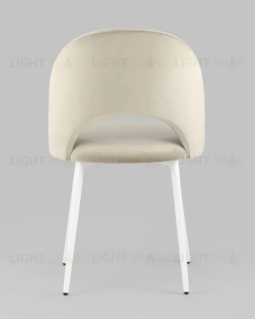 Стул Меган велюр бежевый белые ножки УТ000025585